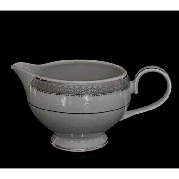 Mikasa L3428 Platinum Crown Sugar w/Cover & Creamer Pitcher Fine China Set - Picture 3 of 6